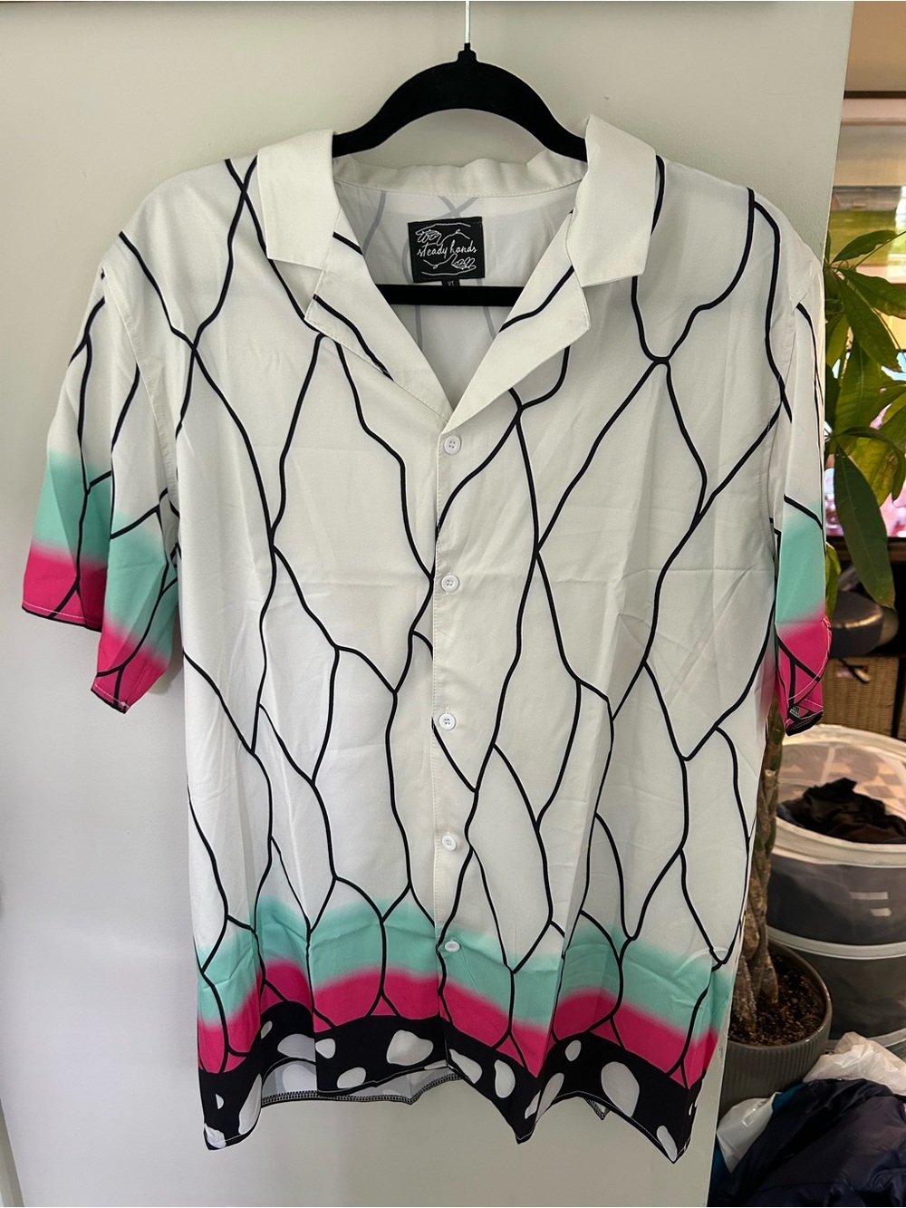Steady Hands Demon Slayer Shinobu Kocho Butterfly Button Up Shirt - Size XL